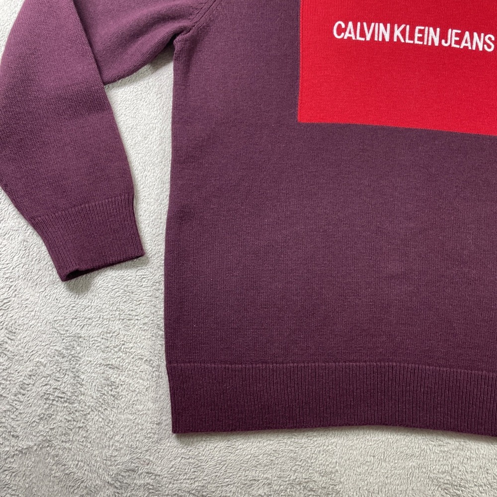 Calvin Klein Jeans Sweater Adult XL Pullover Crewneck 50% Wool Long Sleeve Men - Picture 4 of 14